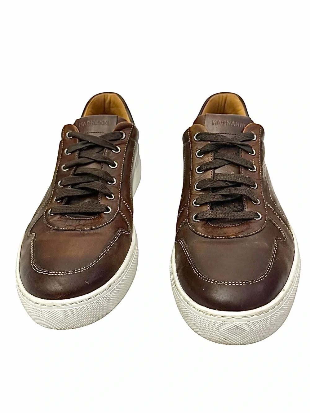 Magnanni Bobbie Sneakers Tobacco Brown Men’s 11M Leather Casual Shoes EUC